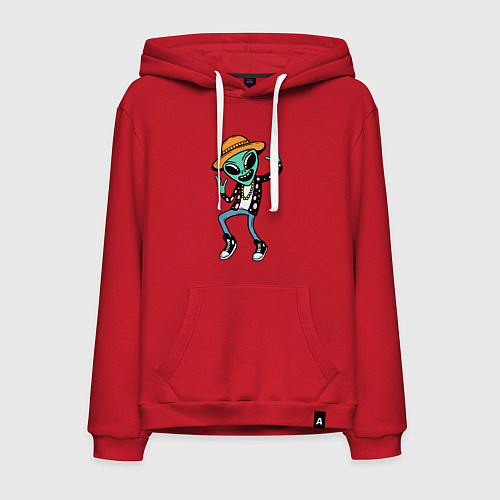 Мужская толстовка-худи Инопланетянин танцует / Красный – фото 1