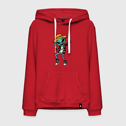 Толстовка-худи хлопковая мужская Инопланетянин танцует, цвет: красный