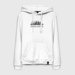 Толстовка-худи хлопковая мужская Город Нью-Йорк, цвет: белый