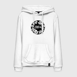 Толстовка-худи хлопковая мужская Цветы 2004, цвет: белый