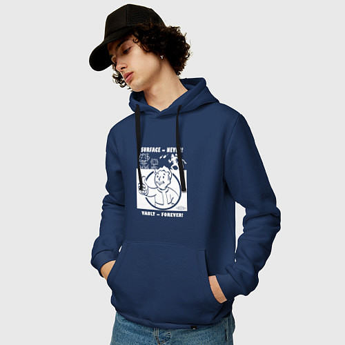 Мужская толстовка-худи Поверхность никогда - убежище навсегда / Тёмно-синий – фото 3