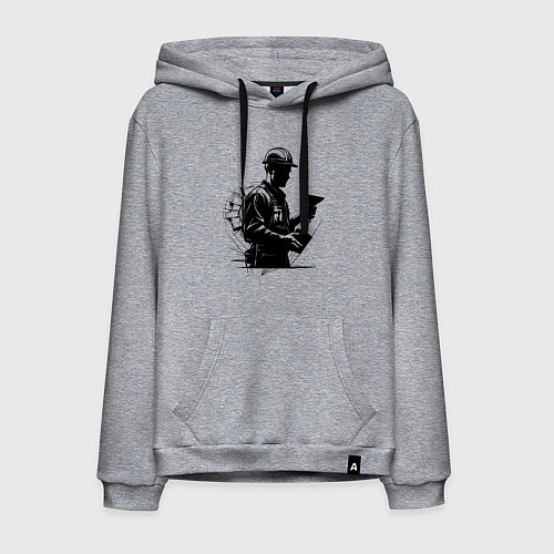 Мужская толстовка-худи Строитель с мастерком / Меланж – фото 1