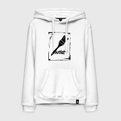 Толстовка-худи хлопковая мужская Кисть художника, цвет: белый