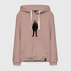 Толстовка-худи хлопковая мужская Bones во весь рост, цвет: пыльно-розовый