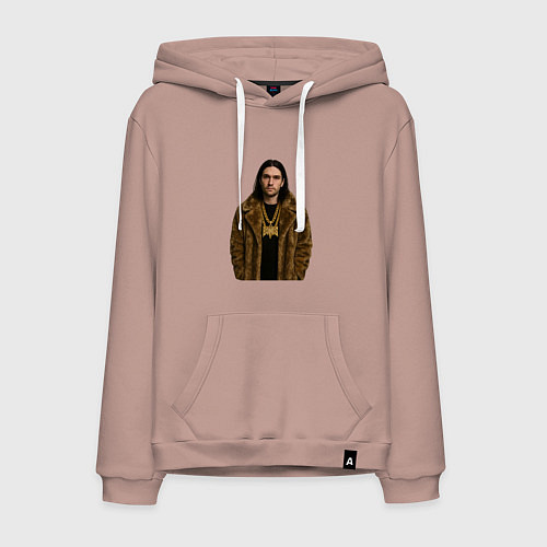 Мужская толстовка-худи Bones в шубе / Пыльно-розовый – фото 1