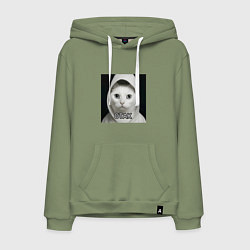 Толстовка-худи хлопковая мужская Мем кот Отак, цвет: авокадо