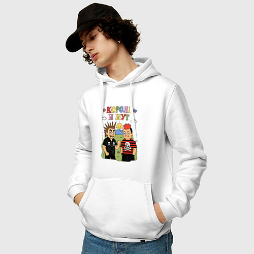 Мужская толстовка-худи Король и Шут мультяшный стиль / Белый – фото 3
