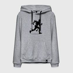 Толстовка-худи хлопковая мужская Бег скорости, цвет: меланж
