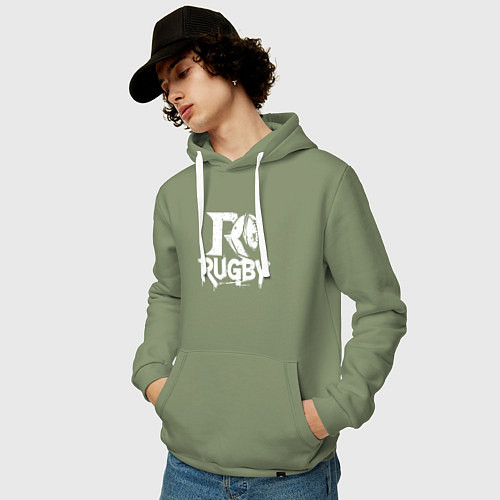 Мужская толстовка-худи Регбийный мяч в стиле гранж / Авокадо – фото 3