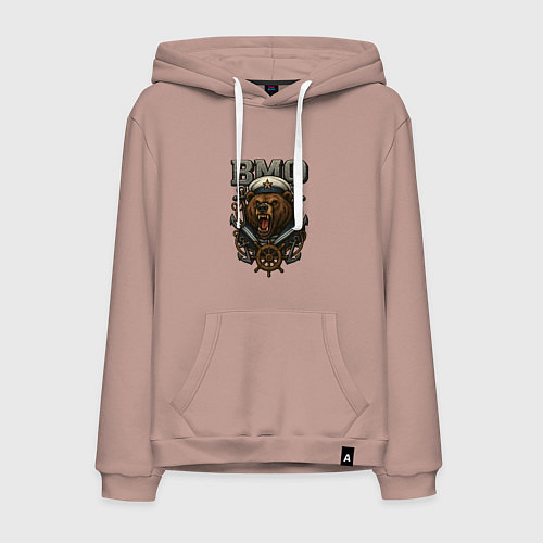 Мужская толстовка-худи ВМФ медведь / Пыльно-розовый – фото 1