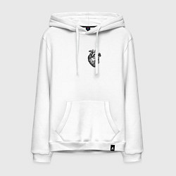 Толстовка-худи хлопковая мужская Механическое сердце чб, цвет: белый