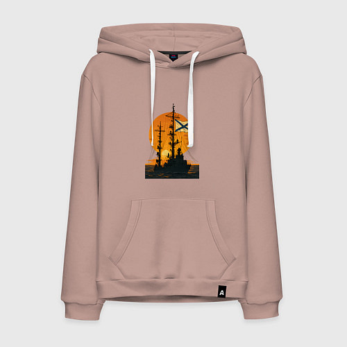 Мужская толстовка-худи Кораль на фоне заката ВМФ / Пыльно-розовый – фото 1