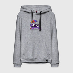 Толстовка-худи хлопковая мужская Панда на пляже, цвет: меланж