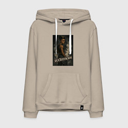 Толстовка-худи хлопковая мужская XXXTentacion и облака дыма, цвет: миндальный