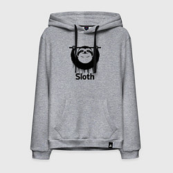 Толстовка-худи хлопковая мужская Ленивец на турнике, цвет: меланж