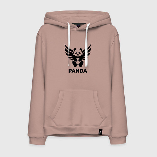 Мужская толстовка-худи Летающая панда / Пыльно-розовый – фото 1