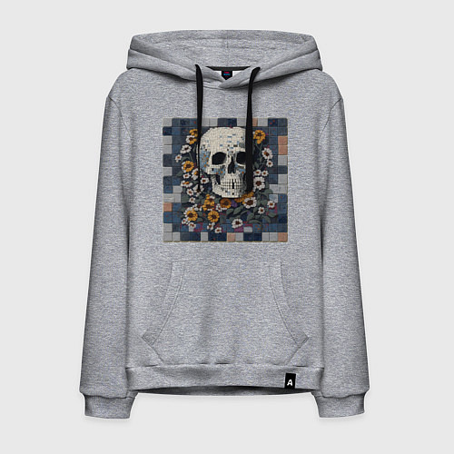 Мужская толстовка-худи Череп в цветах мозаика / Меланж – фото 1