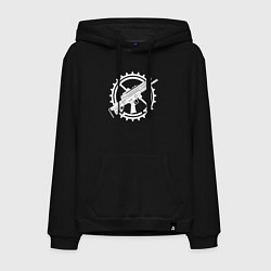 Толстовка-худи хлопковая мужская Шестерёнка и автомат, цвет: черный