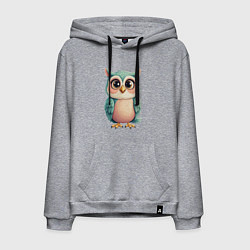 Толстовка-худи хлопковая мужская Милый совенок, цвет: меланж