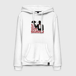 Толстовка-худи хлопковая мужская Тебя только что обслужили, цвет: белый