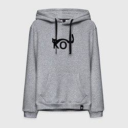 Толстовка-худи хлопковая мужская Чёрный кот в виде надписи, цвет: меланж