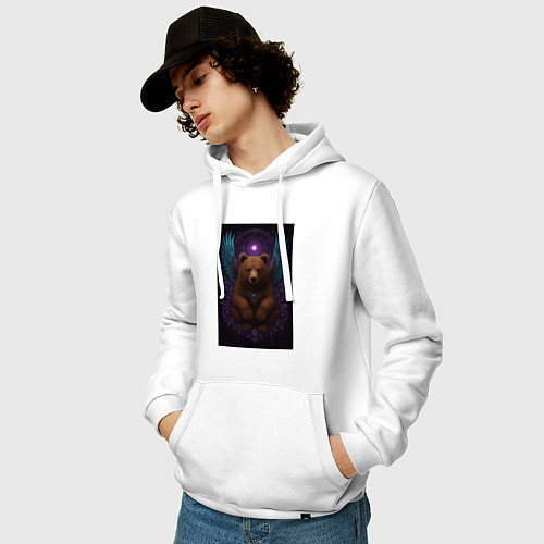 Мужская толстовка-худи Духовный медведь / Белый – фото 3