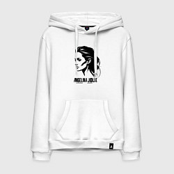 Толстовка-худи хлопковая мужская Анджелина Джоли в профиль, цвет: белый