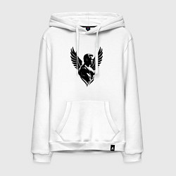 Толстовка-худи хлопковая мужская Арнольд Шварценеггер с крыльями, цвет: белый