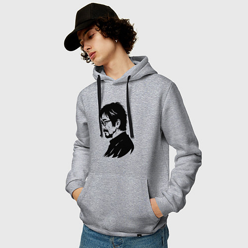 Мужская толстовка-худи Хаяо Миядзаки в профиль / Меланж – фото 3