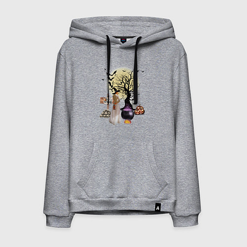 Мужская толстовка-худи Полнолуние в Хэллуин / Меланж – фото 1