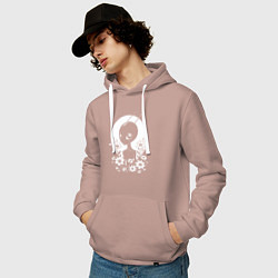 Толстовка-худи хлопковая мужская Лунный странник, цвет: пыльно-розовый — фото 2