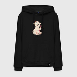 Толстовка-худи хлопковая мужская Медвежонок с конфетой, цвет: черный