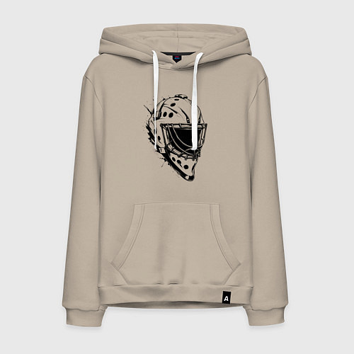 Мужская толстовка-худи Черная вратарская маска / Миндальный – фото 1