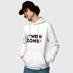 Толстовка-худи хлопковая мужская Twerk zone, цвет: белый — фото 2