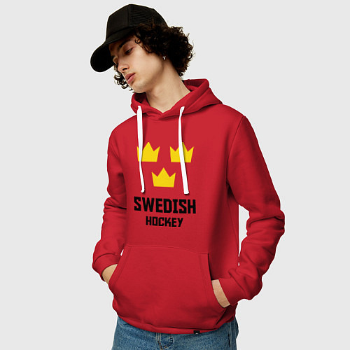 Мужская толстовка-худи Swedish Hockey / Красный – фото 3