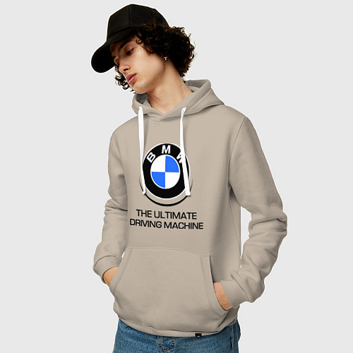 Мужская толстовка-худи BMW Driving Machine / Миндальный – фото 3