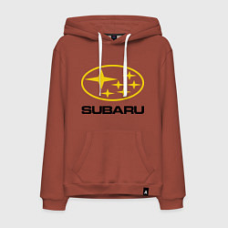 Толстовка-худи хлопковая мужская Subaru Logo, цвет: кирпичный