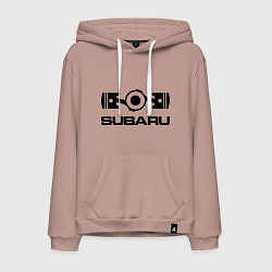 Толстовка-худи хлопковая мужская Subaru, цвет: пыльно-розовый