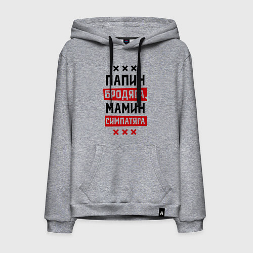 Мужская толстовка-худи Папин бродяга, мамин симпатяга / Меланж – фото 1