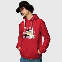 Толстовка-худи хлопковая мужская Барашки, цвет: красный — фото 2