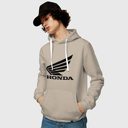 Толстовка-худи хлопковая мужская Honda Motor, цвет: миндальный — фото 2