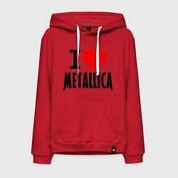 Толстовка-худи хлопковая мужская I love Metallica, цвет: красный