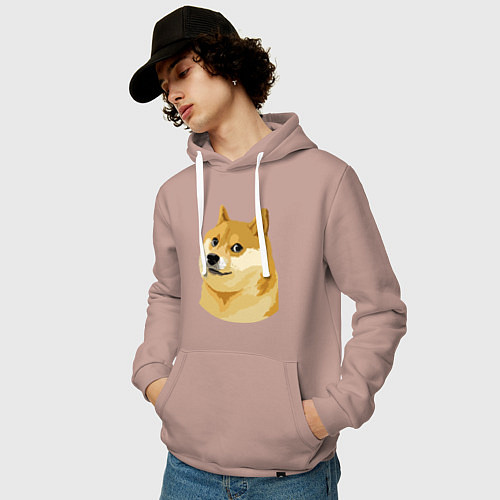 Мужская толстовка-худи Doge / Пыльно-розовый – фото 3