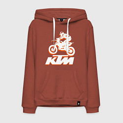 Толстовка-худи хлопковая мужская KTM белый, цвет: кирпичный