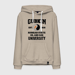 Толстовка-худи хлопковая мужская Унивеситет им.Губкина, цвет: миндальный