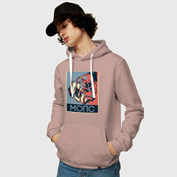 Толстовка-худи хлопковая мужская Мопс, цвет: пыльно-розовый — фото 2