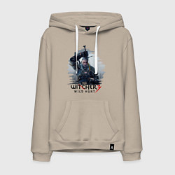 Толстовка-худи хлопковая мужская The Witcher 3, цвет: миндальный