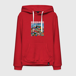 Толстовка-худи хлопковая мужская Radiohead, цвет: красный