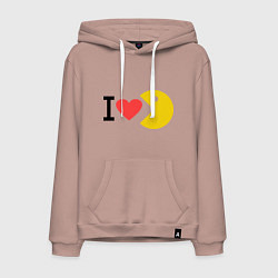Толстовка-худи хлопковая мужская I love Packman, цвет: пыльно-розовый