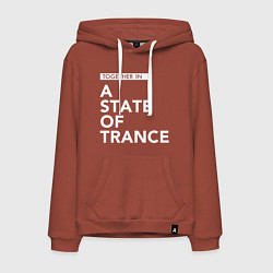 Толстовка-худи хлопковая мужская Together in A State of Trance, цвет: кирпичный